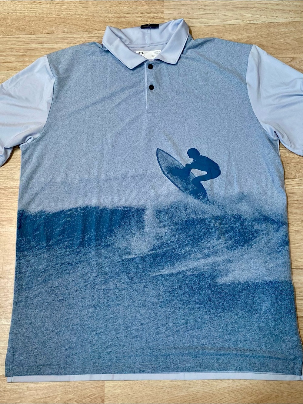 Oakley Jacquard Printed Polo Men 2XL Oil Blue Arctic Ice Short Sleeve Golf Shirt